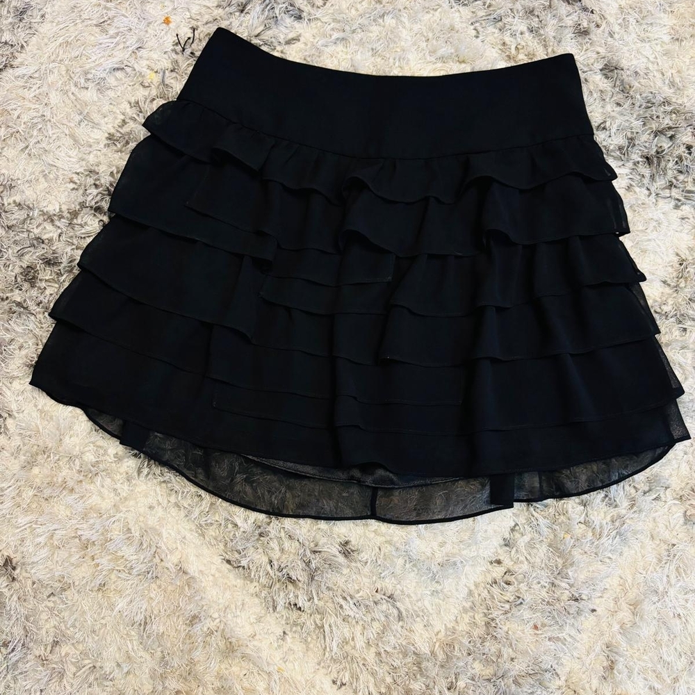 Elegant Black Ruffle Skirt